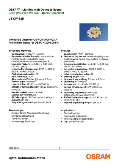 OSRAM LE CW E3B LED Datasheet