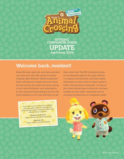 Animal Crossing: New Horizons April-June 2020 Update Companion Guide - cover page