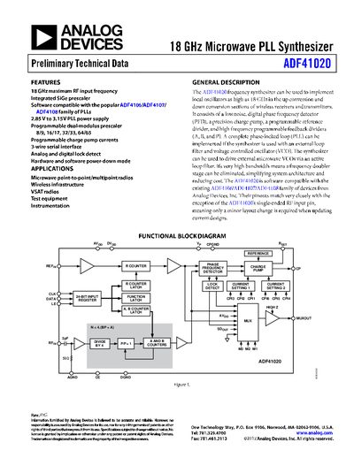 Analog Devices ADF41020 Datasheet - cover page