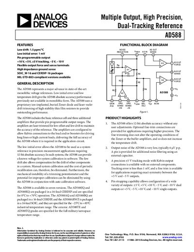 Analog Devices AD588 Datasheet - cover page