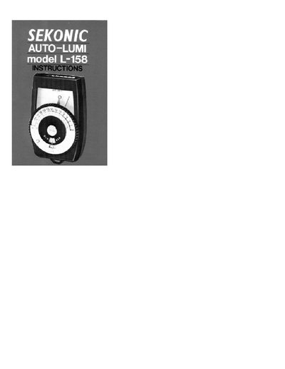 Sekonic L-158 Auto-Lumi Exposure Meter Instructions - cover page