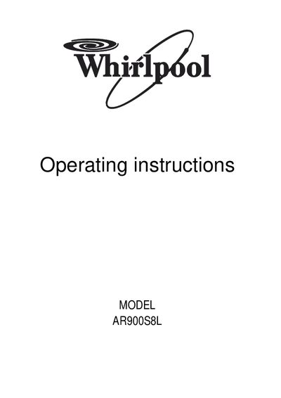 Whirlpool AR900S8L Operating Instructions - cover page