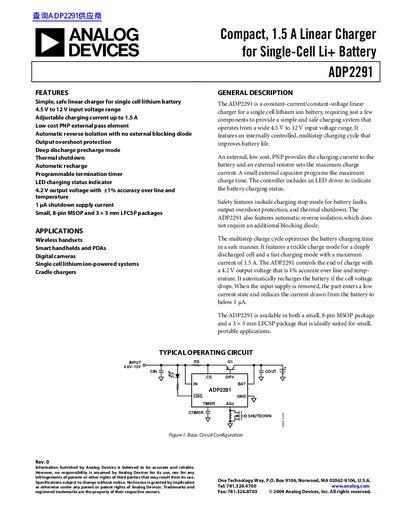 ANALOG DEVICES ADP2291 handbook - cover page