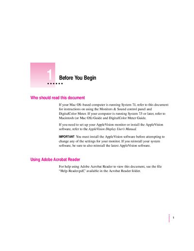 AppleVision Display User Manual - cover page