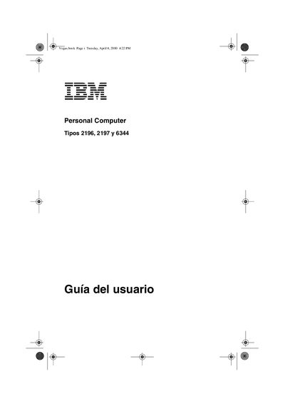 IBM Personal Computer 2196, 2197, 6344 User Guide - cover page
