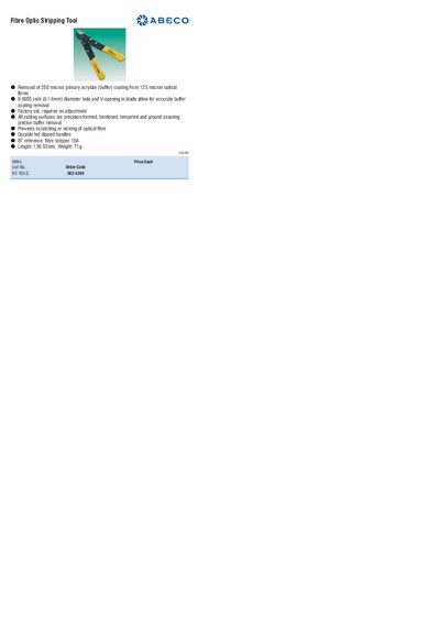 ABECO a3 Fibre Optic Stripping Tool Product Leaflet - cover page