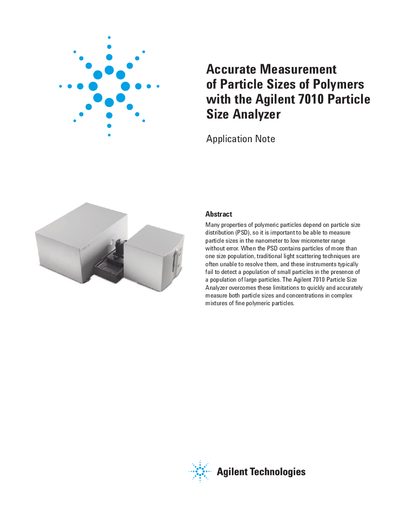 Agilent 7010 Particle Size Analyzer Application Note - cover page