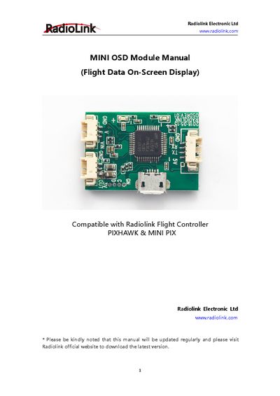 Radiolink MINIOSD Module User Manual - cover page