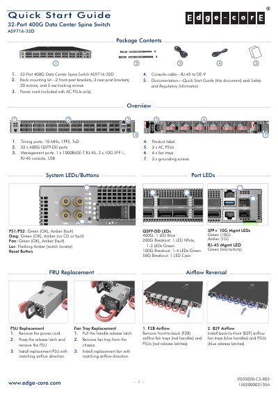 Edge-Core AS9716-32D 32-Port 400G Data Center Spine Switch Quick Start Guide - cover page