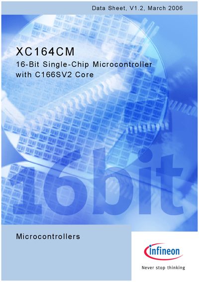 Infineon XC164CM 16-bit Single-Chip Microcontroller with C166SV2 Core Datasheet - cover page