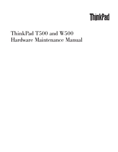 Lenovo ThinkPad T500/W500 Hardware Maintenance Manual - cover page