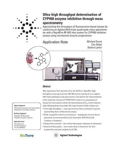 Agilent 6410 Triple Quadrupole Mass Spectrometer CYP450 Inhibition Application Note - cover page