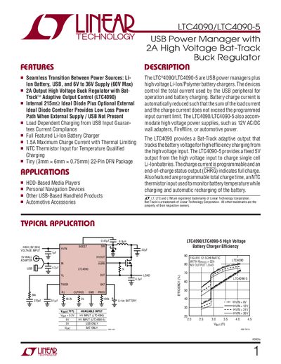 Linear Technology LTC4090/LTC4090-5 USB Power Manager Handbook - cover page