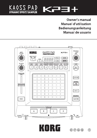 Korg KP3+ KAOS PAD Owner's Manual - cover page