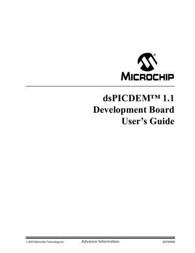 Microchip dsPICDEM 1.1 Development Board User Guide - cover page