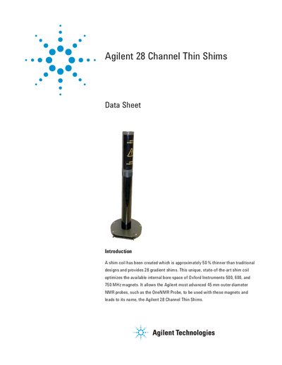 Agilent 28 Channel Thin Shims Data sheet1 - cover page