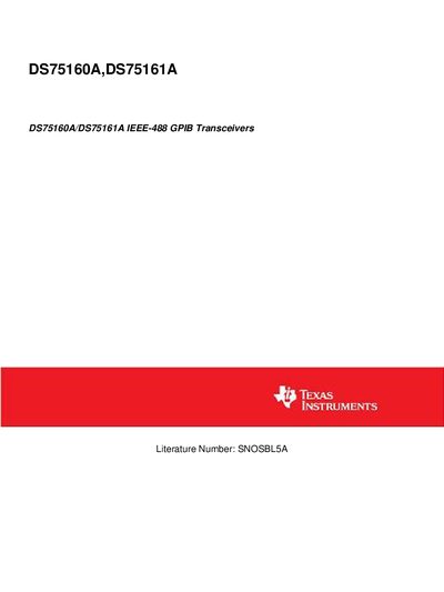 National Semiconductor DS75160A/DS75161A IEEE-488 GPIB Transceivers Datasheet