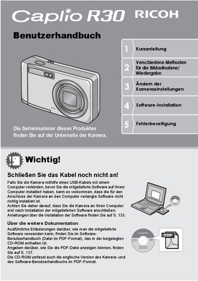 Ricoh Caplio R30 Digital Camera User Manual - cover page