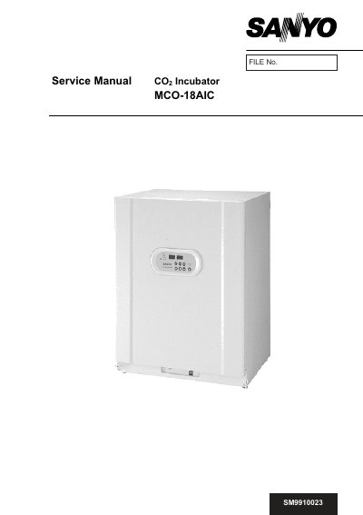 Sanyo MCO-18AIC CO2 Incubator Service Manual - cover page