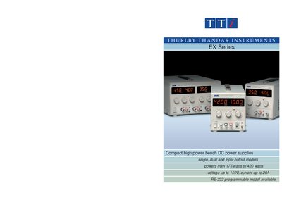 Thurlby Thandar Instruments EX Series Bench Power Supply Product Leaflet - cover page