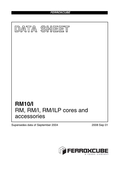 Ferroxcube RM10/I Core Set Datasheet - cover page