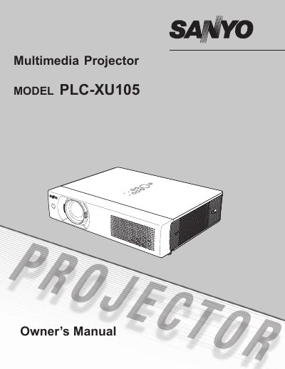 Sony PLC-XU105 Multimedia Projector Owner's Manual - cover page