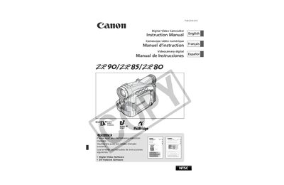 Canon ZR90/ZR85/2R80 USER MANUAL - cover page