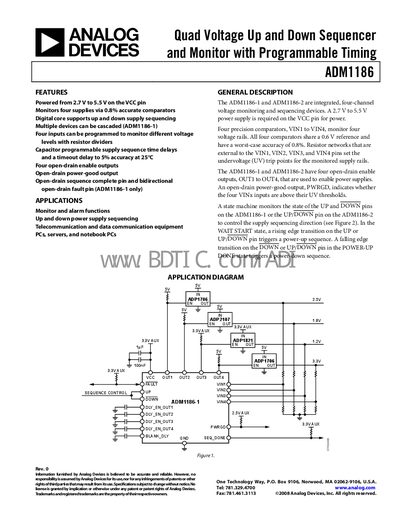 Analog Devices ADM1186 Voltage Sequencer Datasheet - cover page