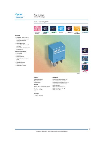 Tyco Electronics Micro ISO Relay Datasheet - cover page