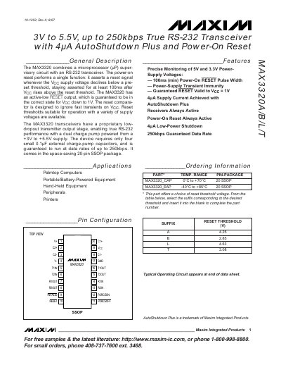 Maxim MAX3320A/B/L/T Datasheet - cover page