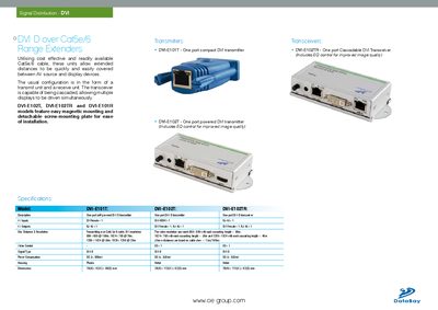 CIE Group DVI-D over Cat5e/6 Range Extenders Product Sheet - cover page
