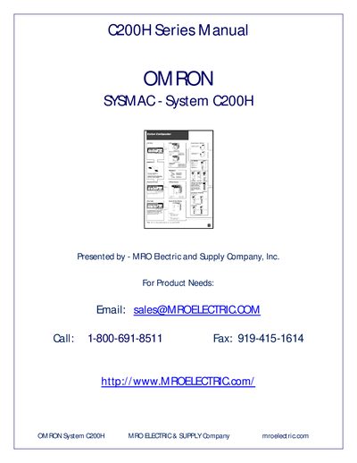 OMRON C200H Series Operation Manual - cover page