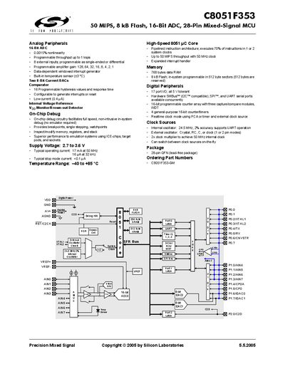 Silicon Labs C8051F353 Datasheet - cover page