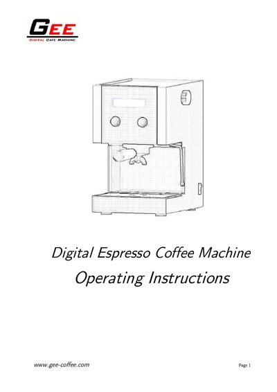 Digital Espresso Coffee Machine User Manual - cover page