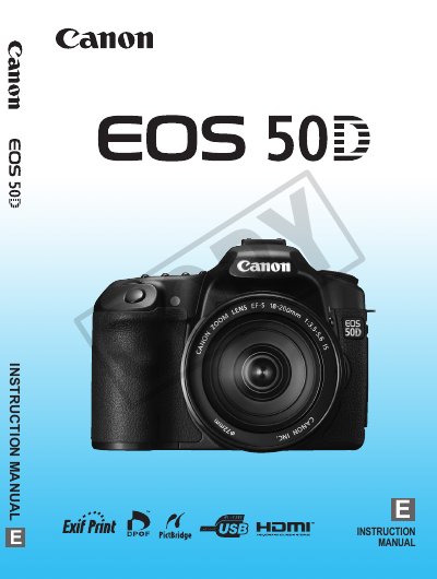 Canon EOS 50D Camera User Manual - cover page