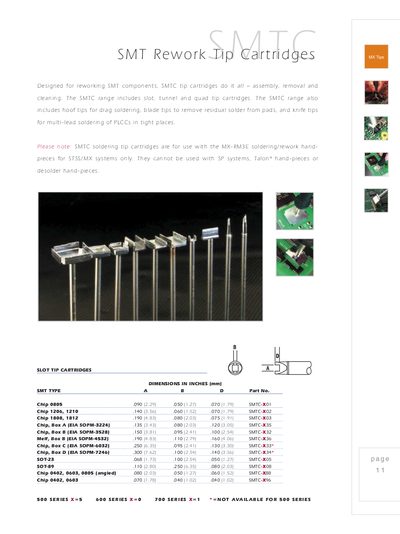 SMTC SMT Rework Tip Cartridges Handbook - cover page