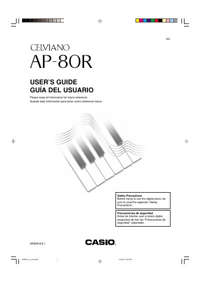 Casio AP-80R Digital Piano User's Guide - cover page