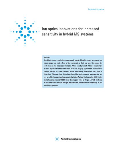 Agilent 6400/6500 Series Ion Optics Technical Overview - cover page