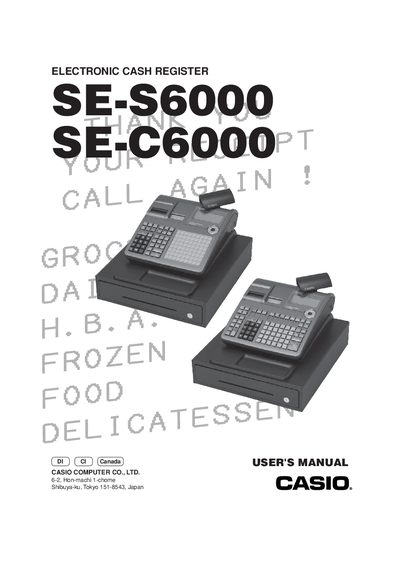 Casio SE-S6000/SE-C6000 User Manual - cover page