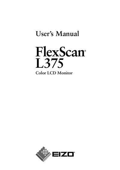 EIZO FlexScan L375 Color LCD Monitor User Manual - cover page