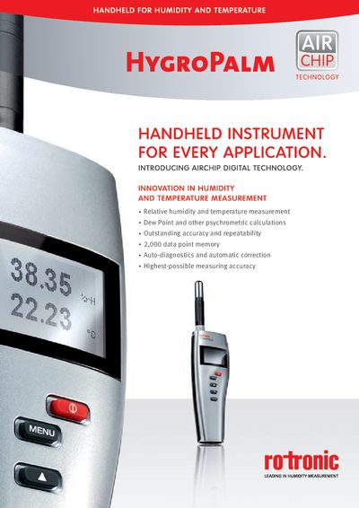 Rotronic HygroPalm21/22 Handheld Instrument User Manual - cover page