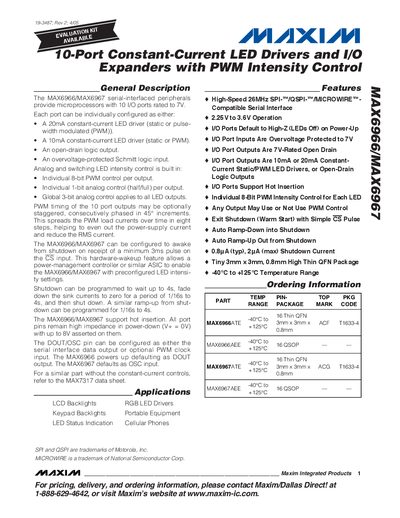 Maxim MAX6966/MAX6967 Datasheet - cover page