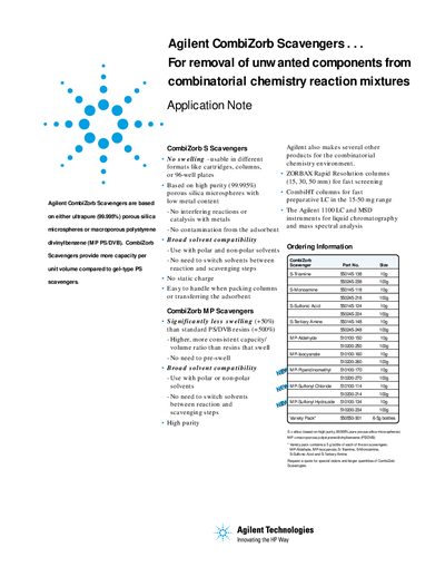 Agilent CombiZorb Scavengers Application Note - cover page