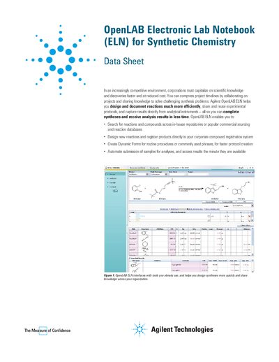 Agilent OpenLAB ELN for Synthetic Chemistry Data Sheet - cover page
