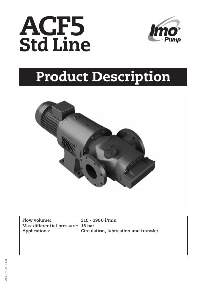 IMO ACF5 Series Pump Product Description - cover page