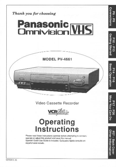 Panasonic PV-4661 VCR Operating Instructions - cover page