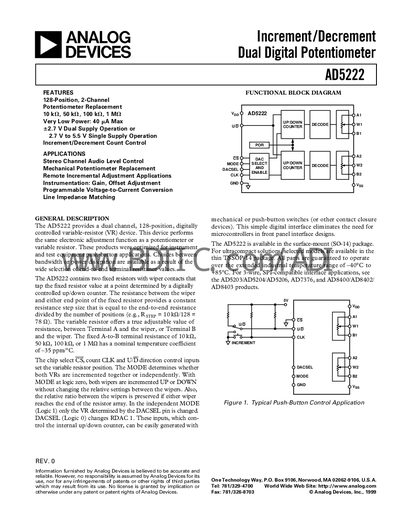 Analog Devices AD5222 Dual Digital Potentiometer Handbook - cover page