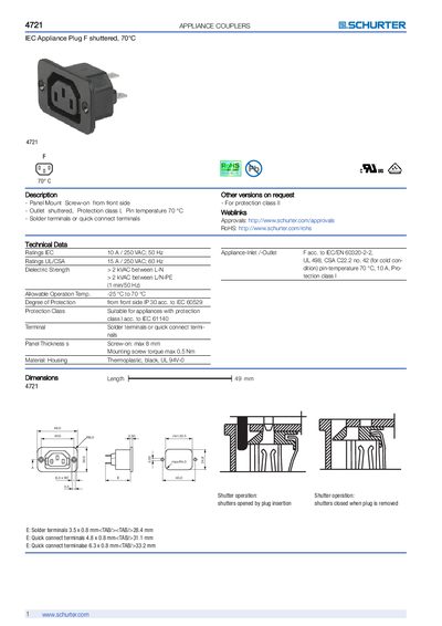 SCHURTER 4772 DATA SHEET - cover page