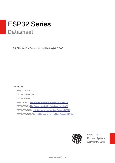 Espressif ESP32 Series Datasheet - cover page