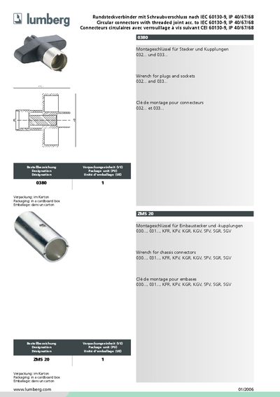 Lumberg Circular Connectors with Threaded Joint IEC 60130-9 Product Leaflet - cover page